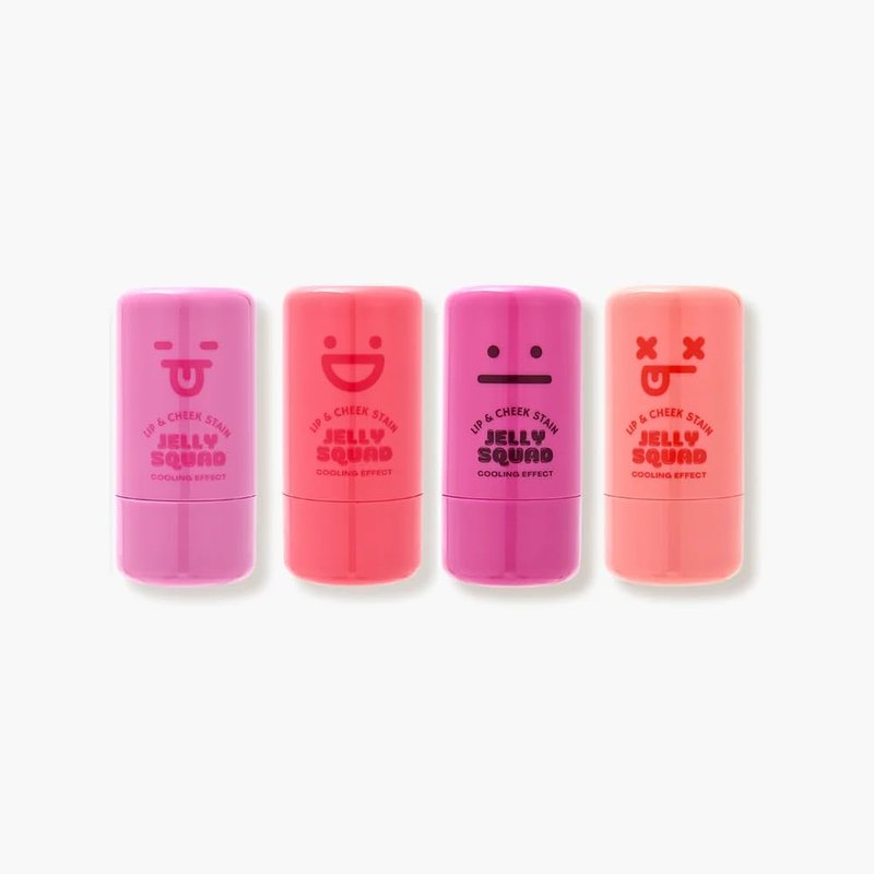 Jelly Squad Lip and Cheek Stain – 2-in-1 Tinted Jelly Blush & Lip Stain, Long-Lasting, Lightweight, Natural Finish – Buildable, Blendable Color – Grumpy (4PCS, 0.28 FL.OZ/8G（pack of 4）)