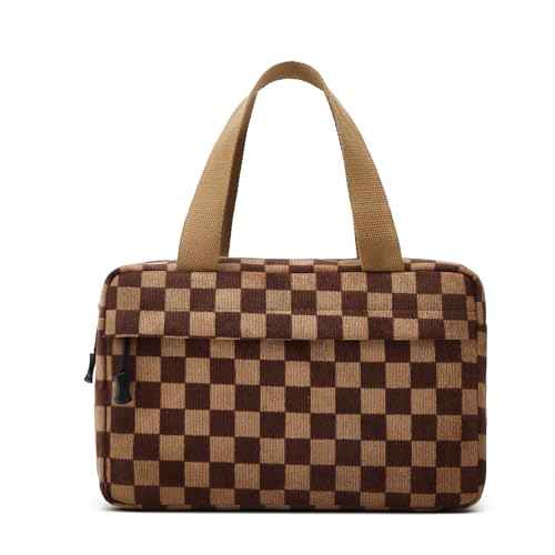 Large Makeup Bag for Women Corduroy Cosmetic bag Make up Bags Zipper Pouch with handle Cosmetic Organizer Toiletry Bag for Travel Storage