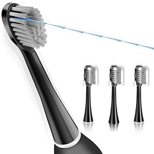 Flossing Toothbrush Head Replacement, 3 Count, Compatible with Water-pik Sonic Fusion / 2.0 SF-01, SF-02, SF03 & SF-04 (Black, Full Size(3Packs))