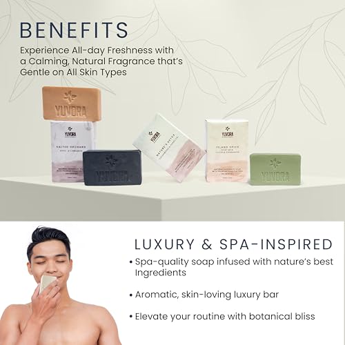8 Pcs Men Natural Handmade Body Soaps 5 OZ Pack Set Rugged Essence Long lasting Fragrance Luxurious Scents with Natural Ingredients ? Sulfate & Paraben Free, Vegan Soaps