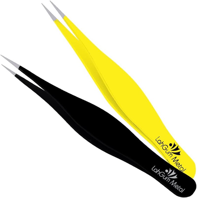Precision Fine Point Tweezers for Ingrown Hair Removal - Extra Thin Stainless Steel Facial Hair Remover