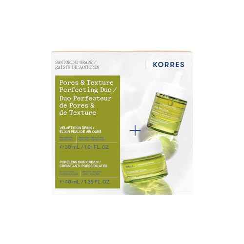 KORRES Santorini Grape Duo Regimen Set, Velvet Skin Drink Face Oil & Poreless Skin Cream, Smooth & Hydrate Skin, Refine Pores & Texture, Resveratrol & Salicylic Acid, Vegan, Full Size, 30ml + 40ml
