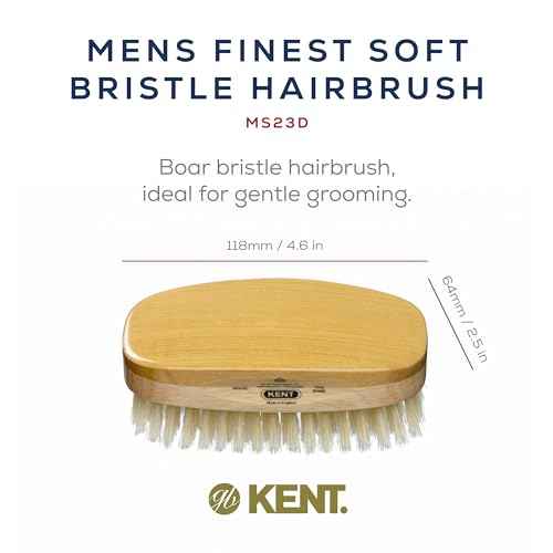 Kent MS23D Finest Men's Military Style Hair Brush - Satin and Beechwood Travel Size Base, Soft Pure White Natural Boar Bristle Ideal for Fine or Thinning Hair and Sensitive Scalps. Beard brush