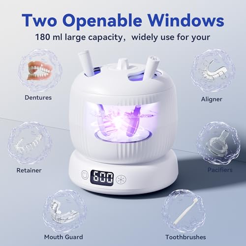 2025 Upgrade JEDIA Ultrasonic Retainer Cleaner Machine with 4 Modes ? 45kHz 180ML Ultrasonic Cleaner for Retainer, Denture, Mouth Guard, Jewelry, Ring, Leak-Proof Detachable Tank & Base, Easy-to-Clean