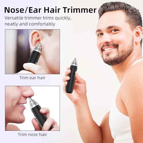 Nose Hair Trimmer Professional Painless Eyebrow Trimmer Powerful Motor and Dual-Edge Blades for Smoother Cutting (Black)