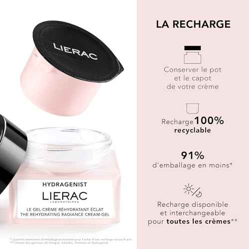 Lierac Rehydrating Radiance Face Cream - Hydrating Formula, Face Moisturizer Cream for Woman, Fine Lines, Hydrating, Tightens & Smooths Skin with Hyaluronic Acid, Sensitive Skin - 50ml