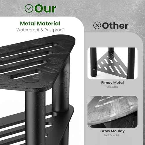 Metal Shower Stool for Shaving Legs, Corner Shower Foot Rest Bench Seat for Inside Shower, Spa Foot Step, Waterproof Small Step for Bathroom (Black)