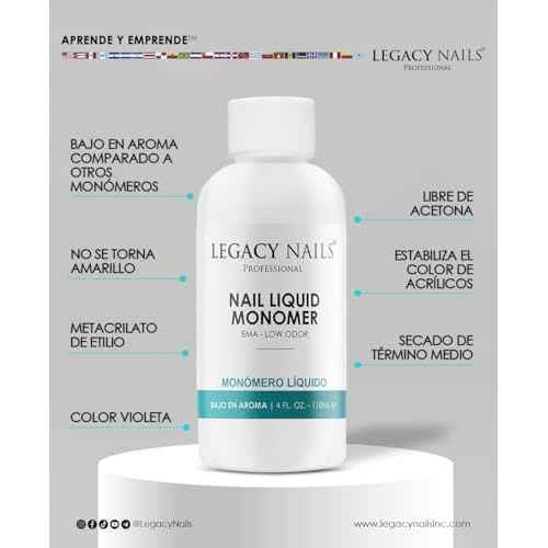 Legacy Nails Professional NAIL LIQUID MONOMER - MMA-Free, Acetone-Free, Low Odor Formula, Compatible with All Acrylic, Perfect for Nail Extensions, Sculpting & Overlays - 946ml / 32 FL.oz.