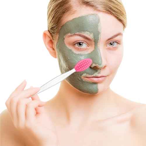 Lip Scrub Brush, Dual-ended Lip Scrubber Exfoliator and Silicone Lip Brush Exfoliator Tool Lightening for Dark Lips Nose Scrubber Lip Mask Applicator 3PCS