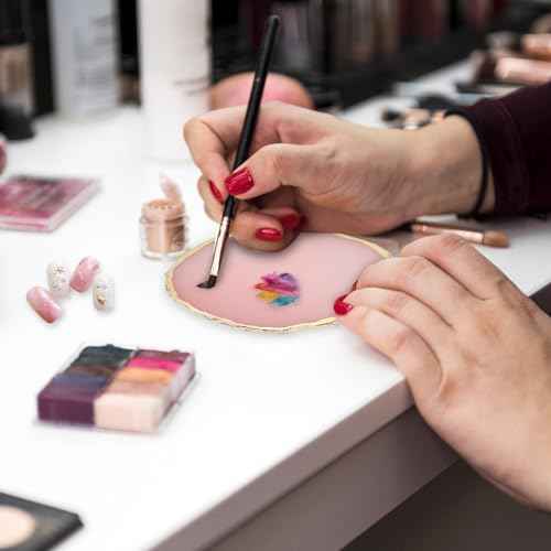 Pengxiaomei 2 Pcs Resin Nail Art Palette, Nail Polish Palette Nail Art Tools Gold Edge Nail Stuff Nail Art Display Board