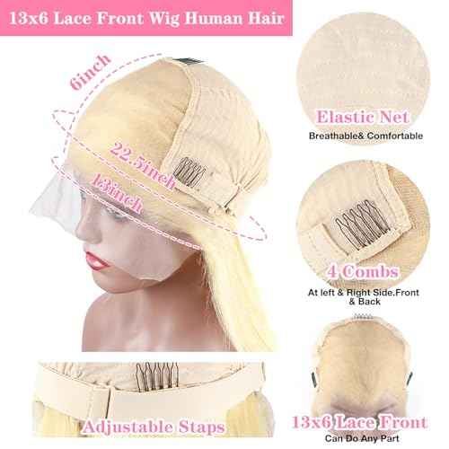 26 Inch Blonde Wig Human Hair 613 13x6 Lace Front Wig Human Hair Pre Plucked 180% Density Body Wave Transparent Lace Frontal Glueless Wigs Human Hair