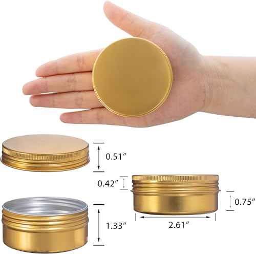 24 Pack 3oz Screw Top Aluminum Tin Jars with Screw Lids and Blank Labels - Refillable 90ml Metal Containers for Lip Balms, Candles, Salves, Spices, Crafts (Gold)