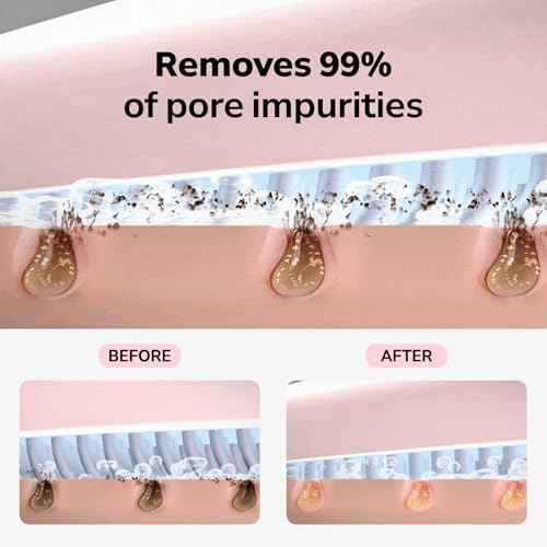 Wave Facial Sonic Cleanser, 500 Cavitation Micro Vibrations, Waterproof Level IPX8, 3 Modes, Replacable Head, C-type Charge, Deep Cleanse, Removes Blackhead & Exfoliation, Korean Skincare (Pink)