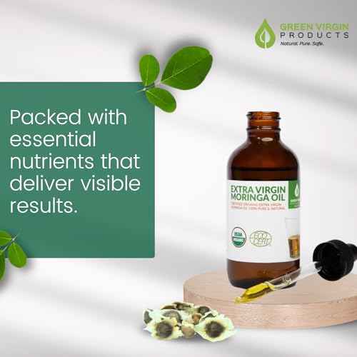Organic Moringa Oil, Cold Pressed, Extra Virgin, 100% Pure, Food Grade (1 Fl Oz)