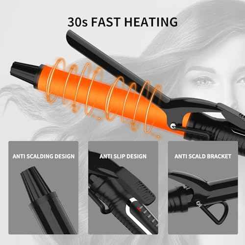 MCH Ceramic Curling Iron with 7-Inch Barrel, Adjustable Temperature, LED Display, and Dual Voltage for Long Hair - Professional Curling Wand with Instant Heat up to 450¡ÆF