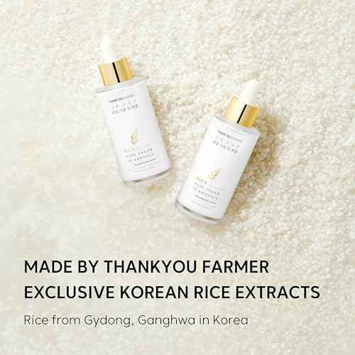 THANKYOU FARMER Rice Pure Cream In Ampoule, Double Layered Formula, Glass skin, Dermatologist Tested, Korean Rice Extracts, Niacinamide, Fragrance-Free, 1.75 fl.oz (50ml)