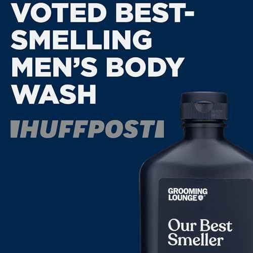 Grooming Lounge Our Best Smeller Body Wash - Moisturizing, Clarifying Travel Shower Scrub - Fresh, Classic, Suave Fragrance of Acai, Aloe Vera, Seaweed, and Black Pepper - Dry Skin Defense - 3 pack