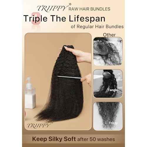TRIIPPY Kinky Straight Bundles Human Hair,100% Real Raw Cambodian 4C/4A Blowout Hair Sew-In Weave Single Bundle,(14 Inch),Triple The Lifespan Over Regular Virgin Hair,No.1 Raw Hair Brand On Amazon