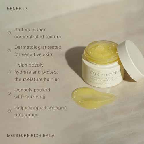 Oak Essentials Moisture Rich Balm | Nourishing Face Balm with Sea Buckthorn & Borage Seed Oil to Help Support Collagen and Deep Hydration, 1.4 Oz