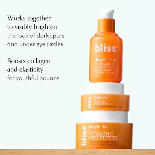 Bliss Vitamin C + Tri-Peptide Glow Getter Bright Idea 3-Piece Kit ? Includes Brightening Moisturizer, Eye Cream & Serum for Radiant, Firm, Hydrated Skin ? Vegan & Cruelty-Free Skincare Set
