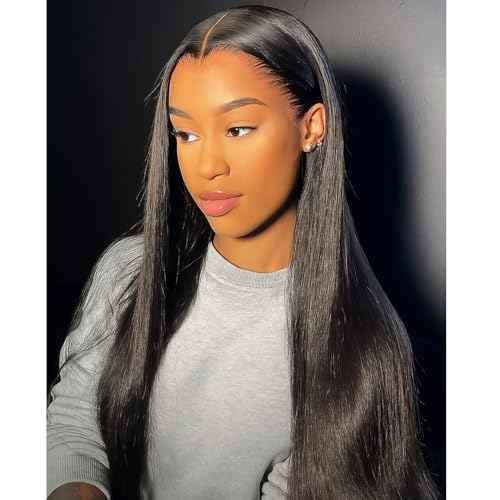 Ali Pearl Straight Wigs Human Hair Pre Cut 8x6 HD Straight Lace Front Wigs Ready To Wear Glueless Wigs Human Hair With Drawstring Pre Plucked M Hairline Wigs For Black Woman 14 Inch