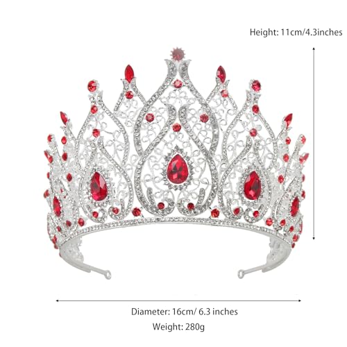 Crystal Queen Crown for Women Tall Wedding Crown for Bride Birthday Prom Princess Quince Tiara for Girls Pageant Crown Large Bridal Headpiece