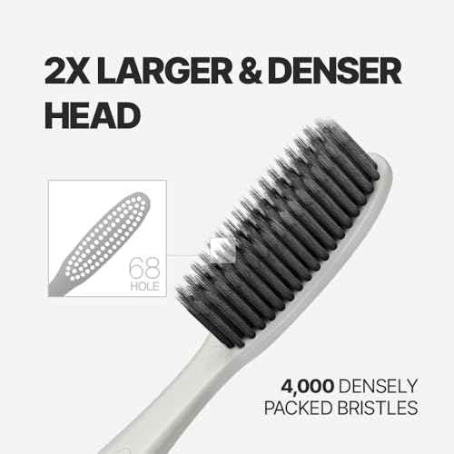 WANGTA Black ? Charcoal Extra Large Toothbrush ? 1.6 inch (4 cm) Wide Head | 4,000 Bristles for Firm Cleaning & Odor Suppression | Made in Korea Premium Oral Care (10 Pack)