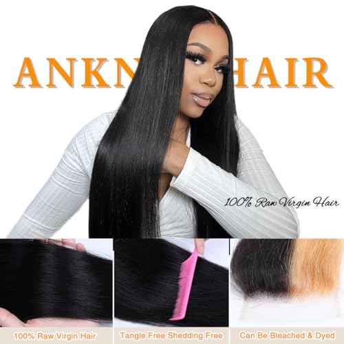 5x5 SKINLIKE HD Lace Closure, Invisible HD Lace Closure Single Knot Pre-Plucked Natural Hairline Brazilian Human Hair Closure Natural Black Color (18 Inch)