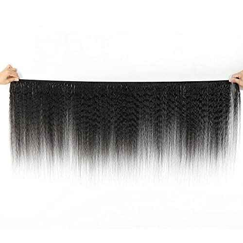 14 16 18 Inch Yaki Straight Bundles Human Hair Bundles #1B Nature Black Kink Straight Bundle Unprocessed Brazilian Virgin Weave Hair 3 Bundle 50 Gram Per Bundle for Woman