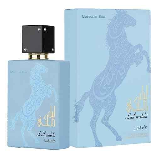 Lattafa Lail Maleki Moroccan Blue ? Spicy, Citrusy, Woody, Oud ? Eau de Parfum Spray Long-Lasting Fragrance for Unisex, 3.4 Ounce / 100 ml