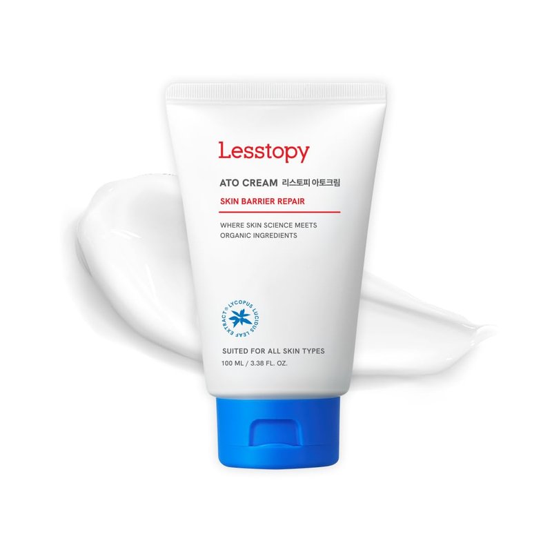 Lesstopy ATO Cream| Daily Gentle Face Moisturizer for All Skin Types | K-beauty, COSMOS Organic,Fragrance-Free, NEA Certified skincare, 3.38 fl oz
