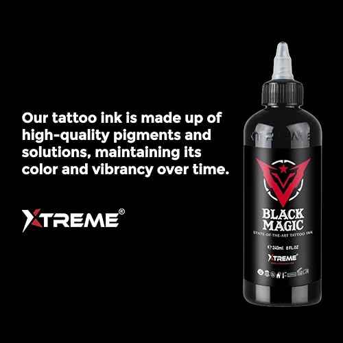Xtreme Tattoo Ink, Versatile Medium Viscosity for Precision Tattooing, Rich Hue, Quick Healing, Acrylic-Free, Water Based and Premium Quality, Ready-to-Use Tattoo Ink (Extra Black, 4 oz)
