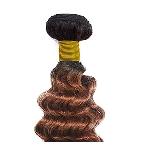 Ombre Deep Wave Bundles Human Hair 30 32 34 Inch Brown Loose Deep Human Hair Bundles Unprocessed Brazilian Virgin Remy Hair Extensions 1B/30 Bundles Hair Weave