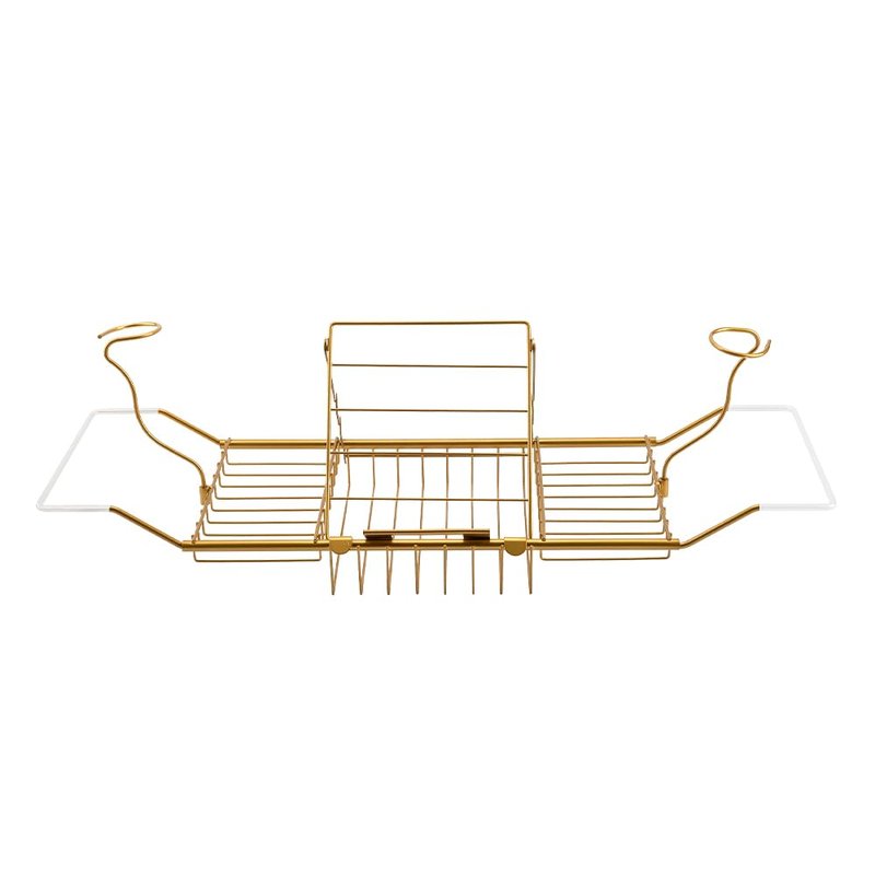 BDL Bathtub Caddy Expandable Bath Tub Tray Table with Wine Holder, Free Soap Dish and Laptop Reading Rack, Bathtub Tray for Home（Bronze）