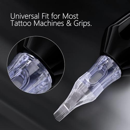 BRONC Assorted Tattoo Cartridge Needles 50pcs Mixed Tattoo Needle Cartridges Round Liner 0.35mm #12 Standard RL (3RL 5RL 7RL 9RL 11RL) for Rotary Tattoo Machine