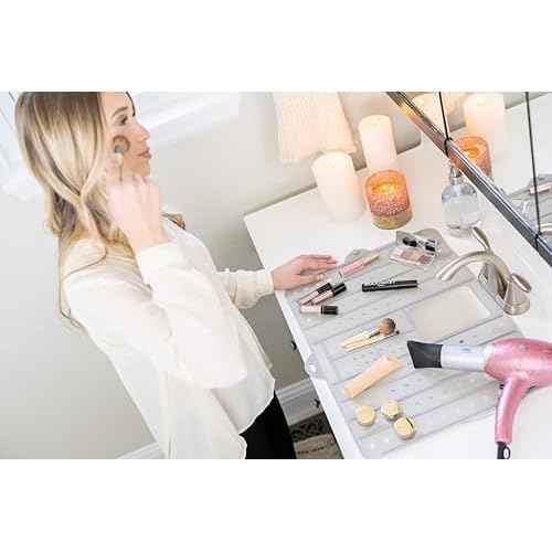 Sink Cover for Counter Space Makeup Cleaning Mat - Heat Resistant Mat is Dishwasher Safe -Bathroom Sink Mat - RV Sink Cover - Makeup Brush Cleaning Mat