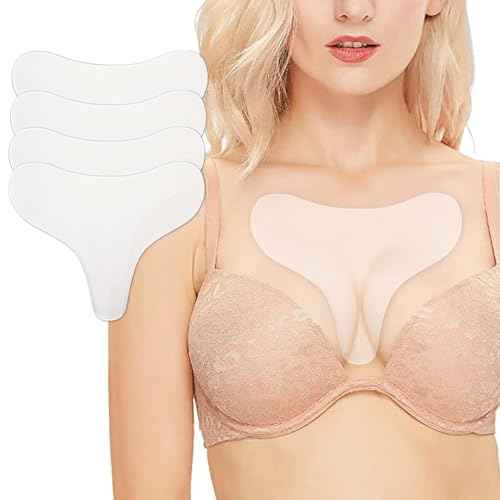 Chest Wrinkle Pads-4 pads Silicone Patches for Wrinkles, Anti Wrinkle Patches for Decollete & Cleavage, Anti Aging Wrinkle Remover, Reusable Overnight Wrinkles Treatment While Sleeping