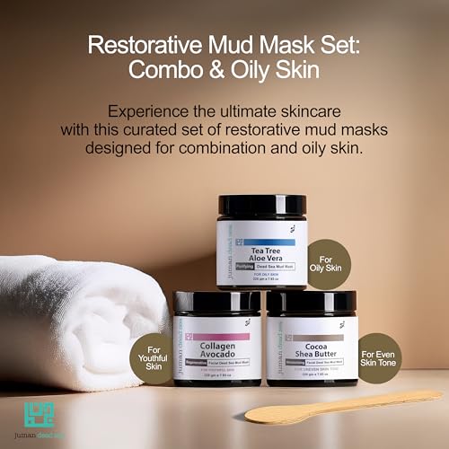 JUMAN Dead Sea Minerals Facial Care Set | For All Skin Types | Mask Set with Essential Oils & Plant Extracts | Nourishes, Protects & Restores | SLS & Paraben Free | Vegan | Pack of 3
