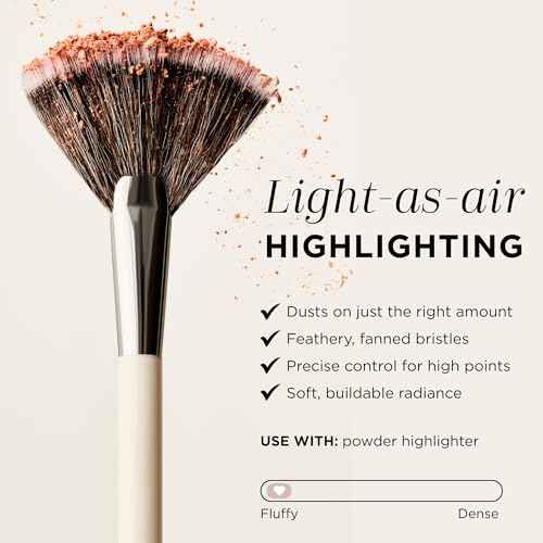 HALEYS Fan Makeup Brush ? Soft Vegan Fluffy Face Brush for Applying Highlighter, Bronzer & Finishing Powder, Precise, Luminous Blending Tool, Cruelty-Free