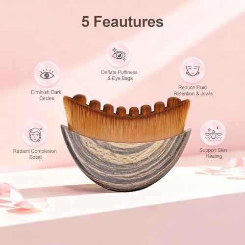 Lymphatic Contour Face Brush, Manual Lymphatic Drainage Massager, Natural Makeup Brushes with Durable Soft Bristles, Hypoallergenic Ergonomic Facial Cleansing Brush for Sculpting