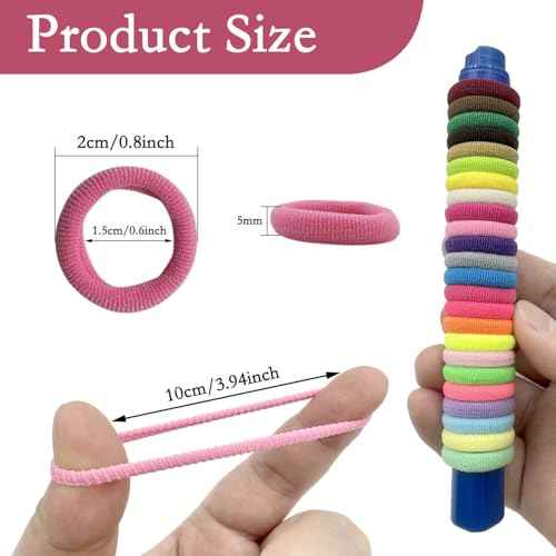 288 Pcs Toddler Hair Ties, Soft Seamless Cotton Hair Ties, Multicolor Small Hair Bands for Little Girls and Kids, Elastic Hair Accessories Ponytail Holders (24 Colors)