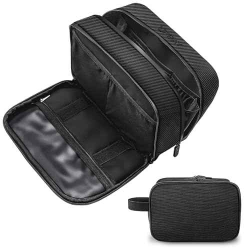 Toiletry Bag for Men, Travel Toiletry Organizer Hanging Dopp Kit, Water-Resistant Shaving Bag for Traveling Toiletries Accessories, Waterproof Mens Toiletry Travel Bag with 11 Compartments, Metal Hook
