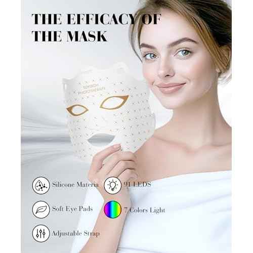 Red Light Mask for Face, 7-1 Colors Facial Care Mask, 850nm Infrared & Red Light Masks, Ergonomic Design for Home & Travel, White