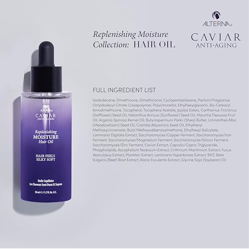 Alterna Haircare CAVIAR Anti-Aging Replenishing Moisture Hair Oil 1.7 oz | Lightweight, Revives and Nourishes Hair | Increased Shine and Softness | Heat Protectant and Frizz Control