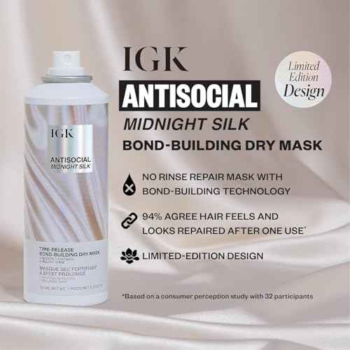 IGK Hair Treatment Full Size Set | Antisocial Dry Hair Mask + Good Behavior Spirulina Spray | Overnight Bond-Building + Keratin Like Smoothing Spray | Set of 2 - New and Improved Scent