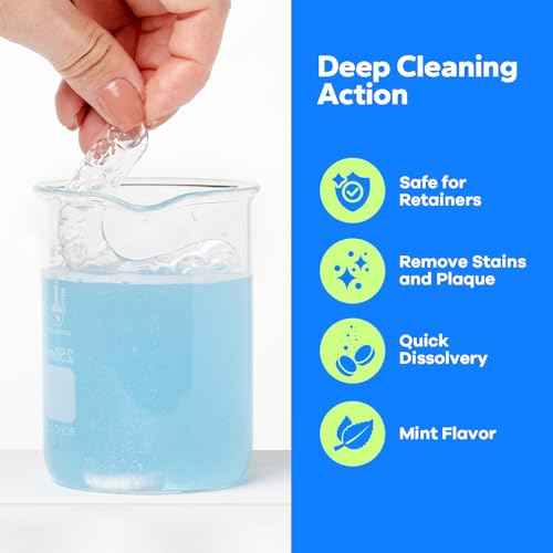 Retainer Cleaner (60 Tablets), Denture Cleaning Tablets, Powerful Cleaning Agents Odor Neutralizing, Odor-Free With a Pleasant Minty Scent, Versatile For All Dental Appliances