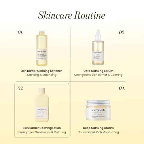 ONGREDIENTS Skin Barrier Calming Lotion | Lightweight Moisturizer for Dry, Sensitive Skin | Centella, 9-Peptide Complex, Glucose, Soothing, Calming, Hydrating | Vegan, Korean skincare (7.43 fl Oz)
