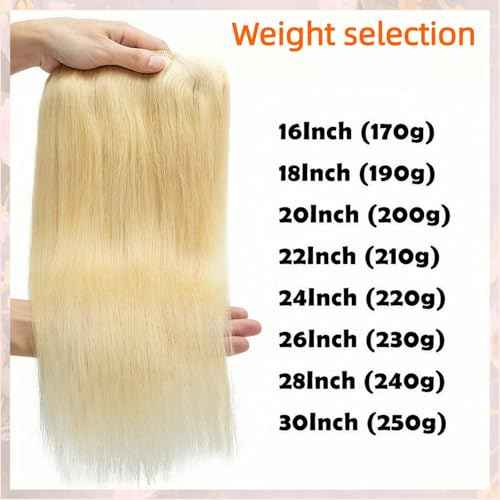 Clip In Hair Extensions Real Human Hair, Remy Human Hair Extensions 12PCS Long Soft Natural Hair piece 14-28 Inch Straight Hair Extension for Women(180g-250g 60# Platinum Blonde)