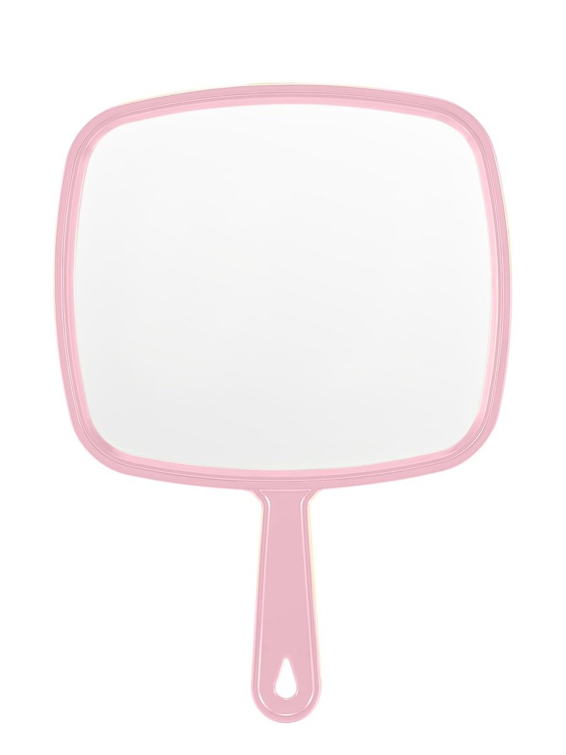 BEFUI Extra Large Handheld Mirror，Hand Salon Mirror with Handle for Barbers, Hairdressing (Pink，12.4" Lx 9" W)