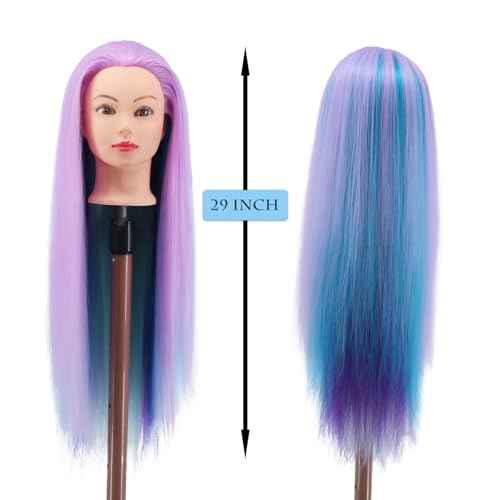 Mannequin Head with Hair piaou 29'' Doll Head for Hair Styling Cosmetology Mannequin Head for Braiding Practice Styling Hairdressing Training Heads with Clamp Holder (Cherry Blossom Four Colors)